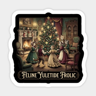 Louis Wain Christmas Party Dancing Cats Sticker